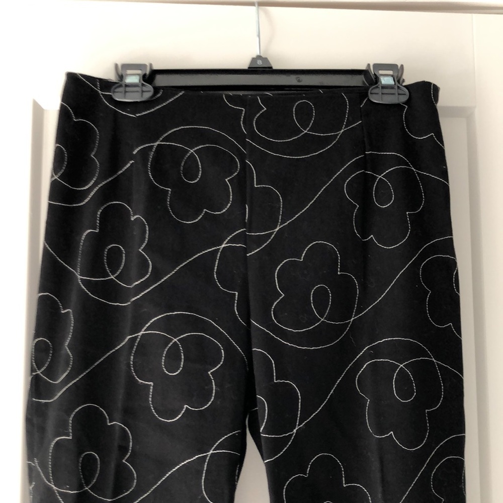 Erik Spencer Black Floral Pants with White Stitching